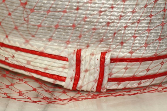 Red & White Pill Box Hat (8) - image 3