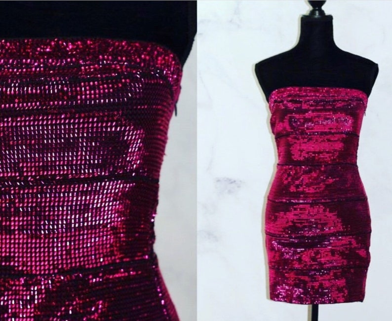 pink sequin halter dress