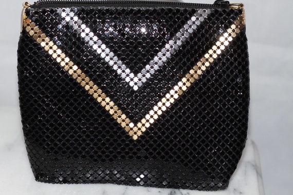 Black & Gold Sequin Envelope Clutch Handbag - image 1