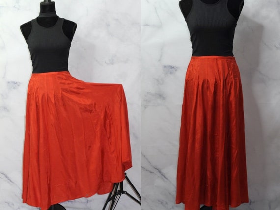 burnt orange long skirt