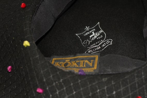 Kokin Doeskin Felt Wool Multi- Color Floral Wide Brim Hat (7  display picture 2