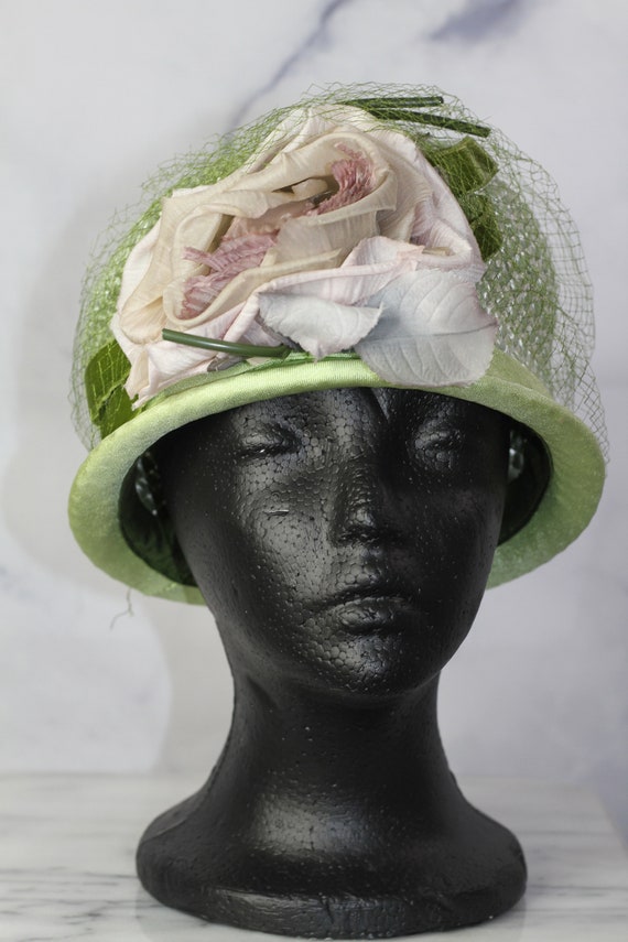 Round Pink & Green Net Pill Box Hat (8)