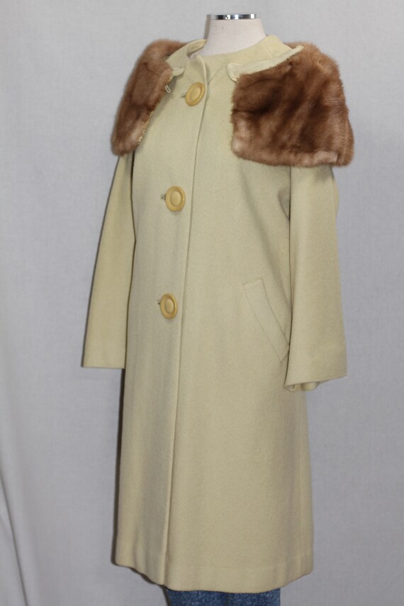 Green Wool Fur Collar Trench Coat - image 8