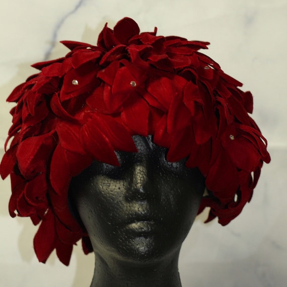 Jack McConnell Red Wool Hat vintage nwt jack mcconnell red wool feather hat | eBay main image 2