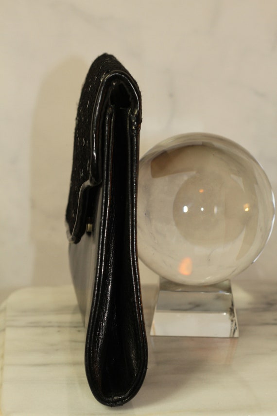 Leather Black Sequin Envelope Clutch - image 5
