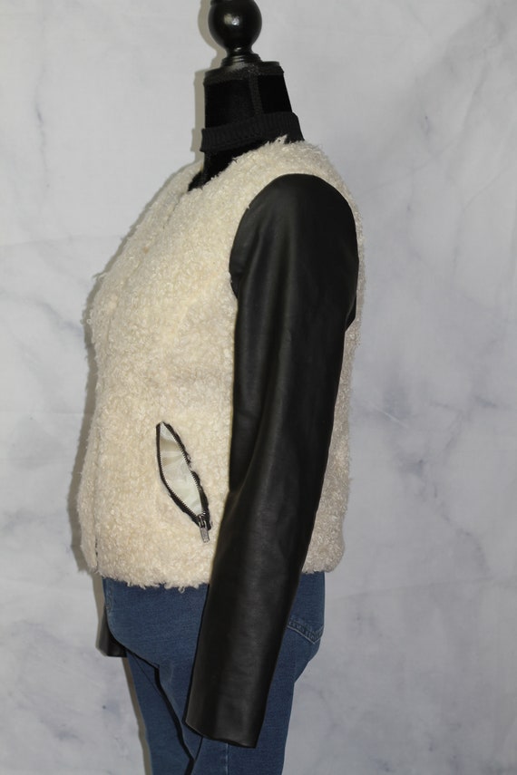 Black White Vegan Lamb Jacket - image 8