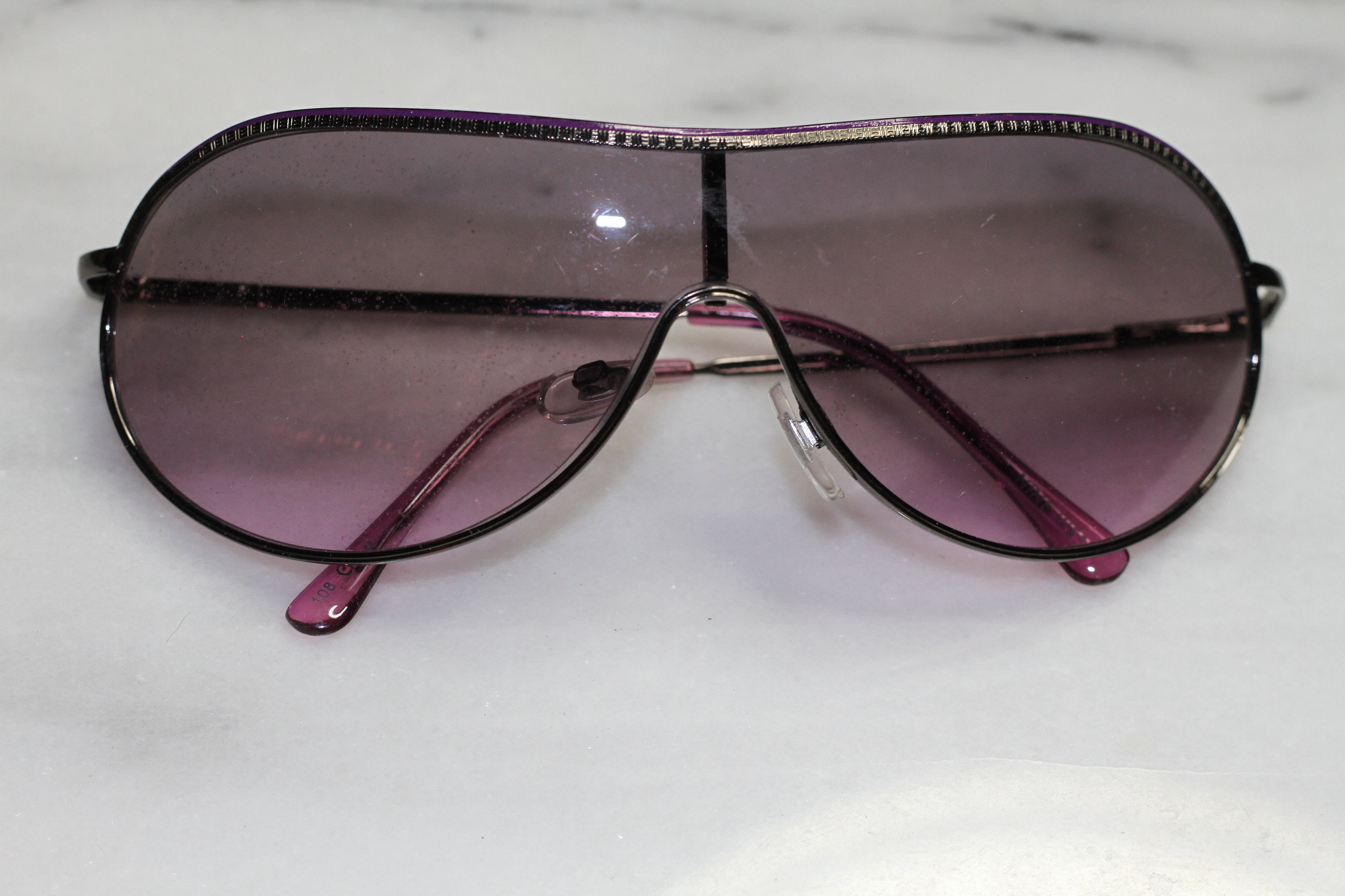 Nine West Purple Aviator Shield Sunglasses - Etsy display picture 3