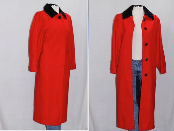 Charles Klein Red Wool Trench Coat - image 2