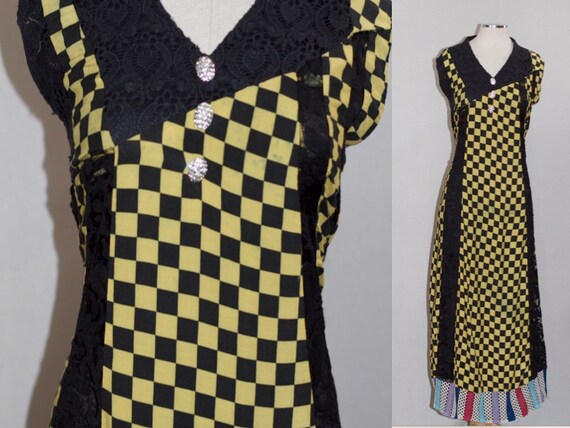 Yellow & Black Checkered Dress - image 7