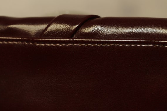 Leather Burgundy Clutch Handbag with Interior Mir… - image 4