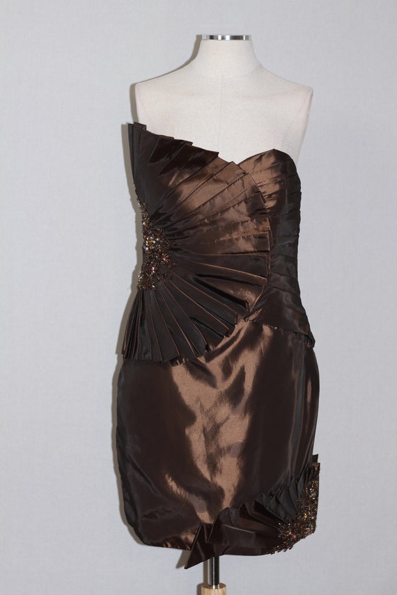 Tony Bowls Brown &  Gold Gown - image 7