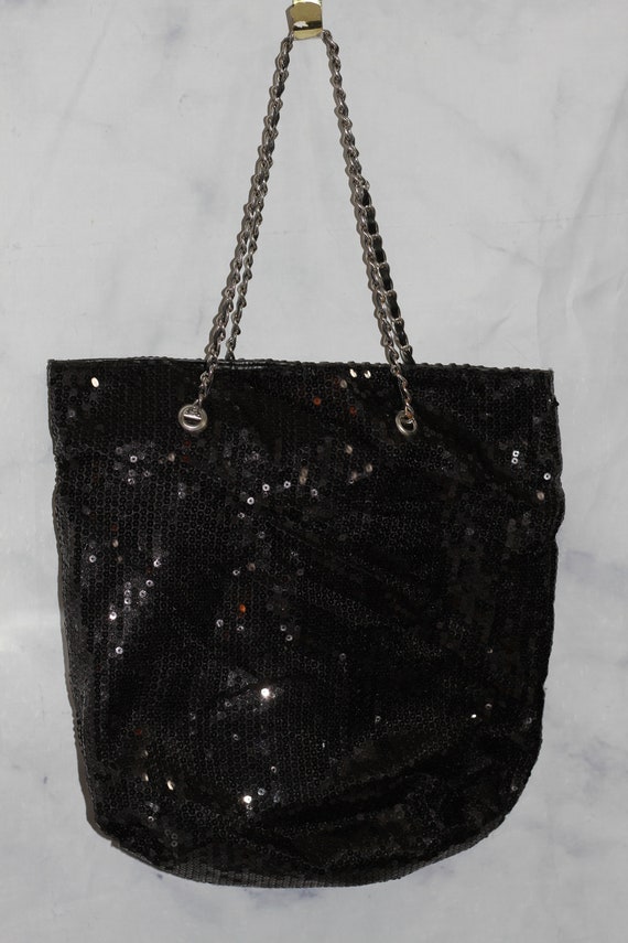 Black Shimmer Large Tote