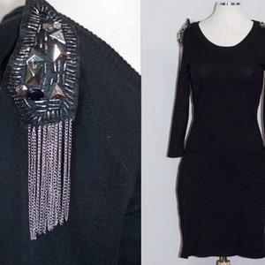 Black Silver Tassel Black Dress image 1