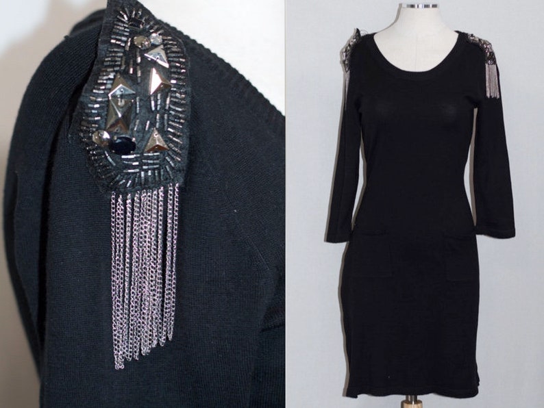 Black Silver Tassel Black Dress image 1