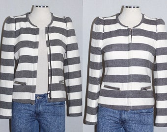 Zara Black White Stripe Blazer