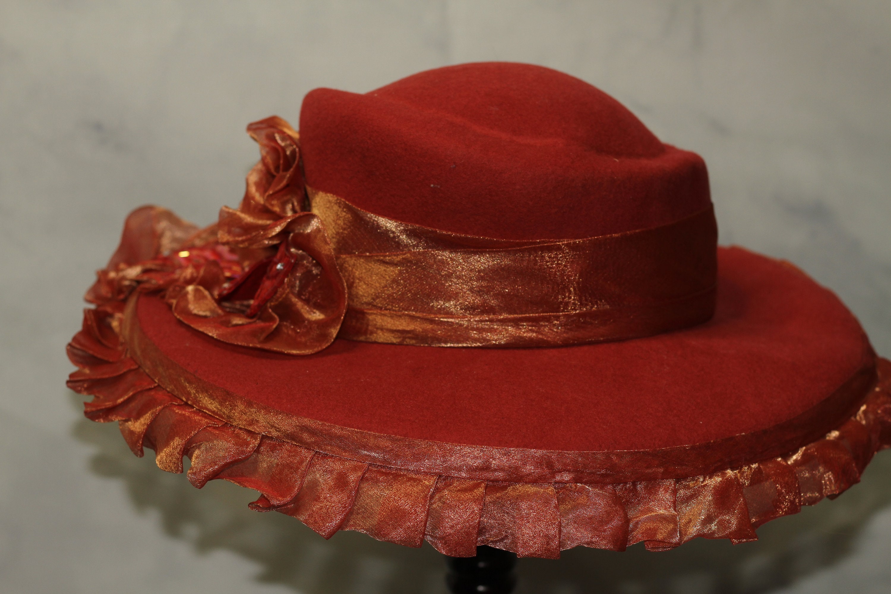 Mr. Hi Classic Wool Burnt Orange Wide Brim Hat (8) - Etsy