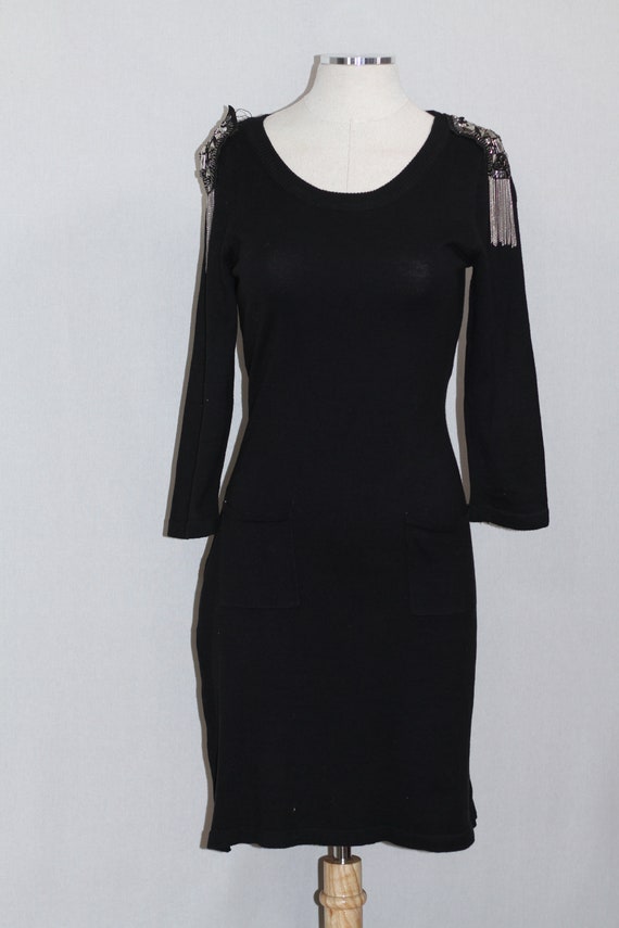 Black Silver Tassel Black Dress - image 8