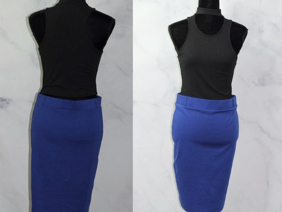 Cotton Blue Pencil Skirt (L) - image 1