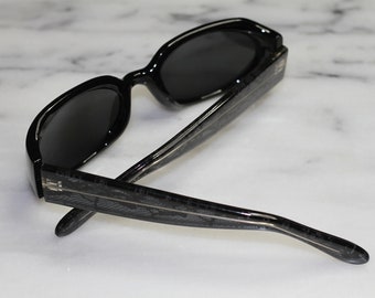 Black Rectangle Snakeskin Sunglasses