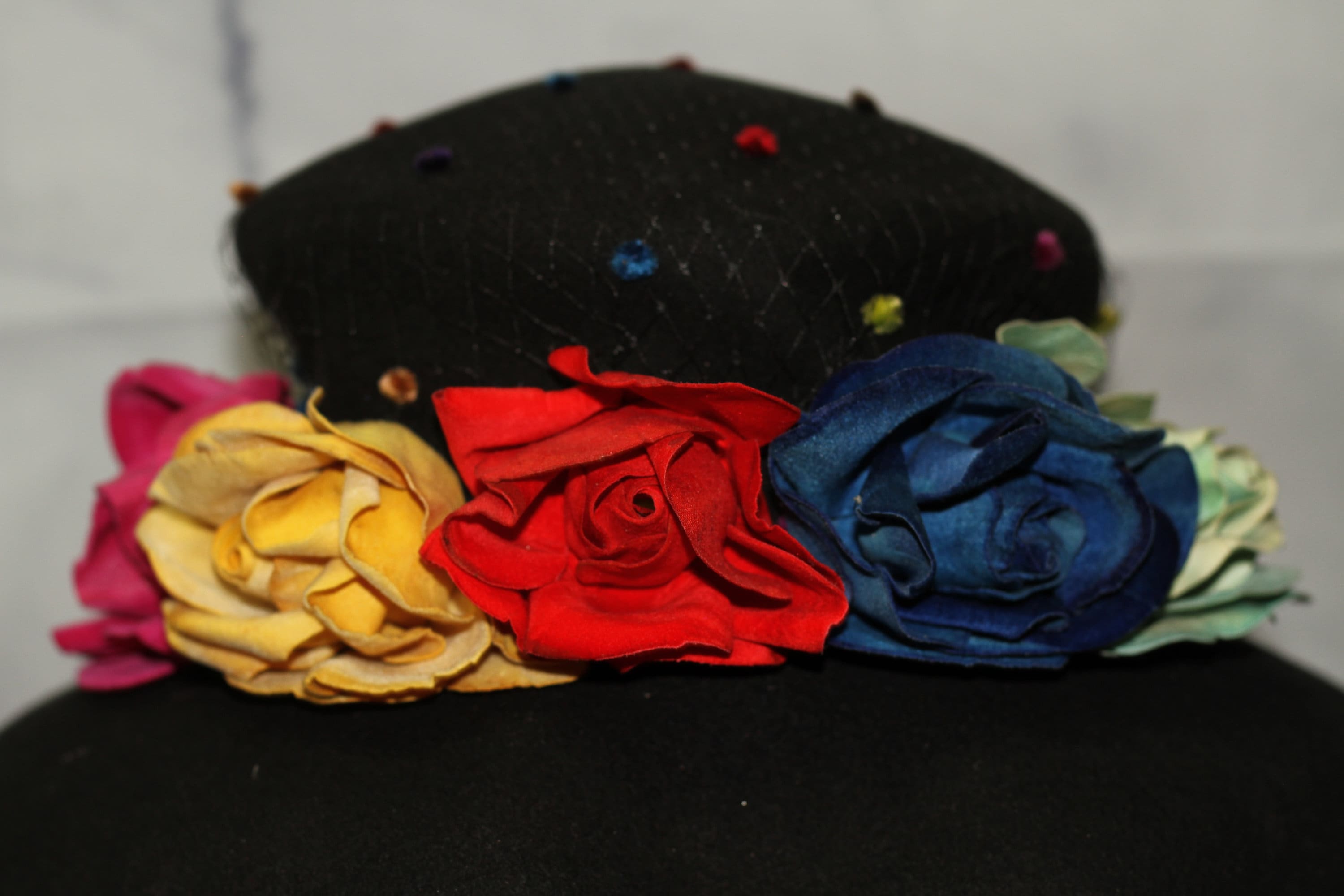 Kokin Doeskin Felt Wool Multi- Color Floral Wide Brim Hat (7  display picture 3