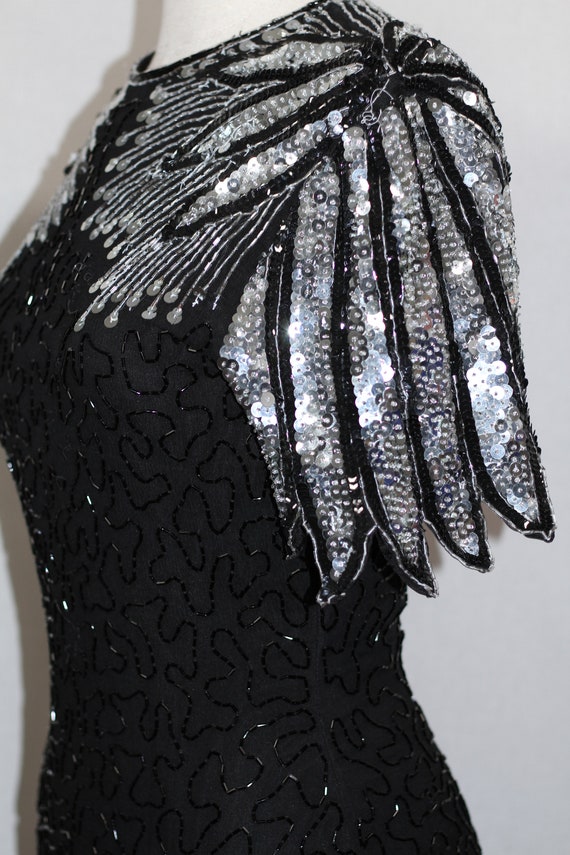 Black Meghna Fabric Tuxedo with Shimmering Sequin & Bead Handwork