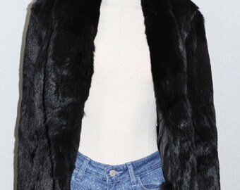 Black Rabbit Fur Coat (M) - Etsy
