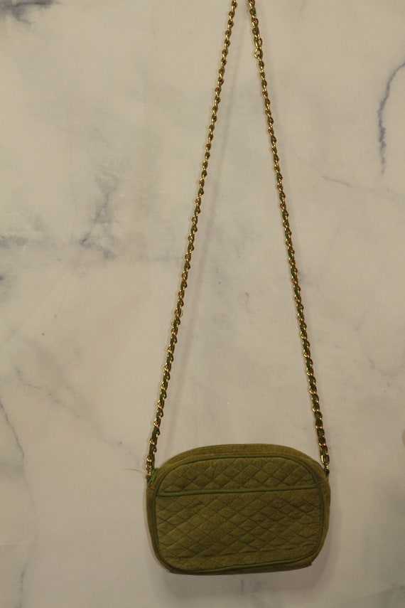 Newport News Green Crossbody Bag Gold Chain - image 8