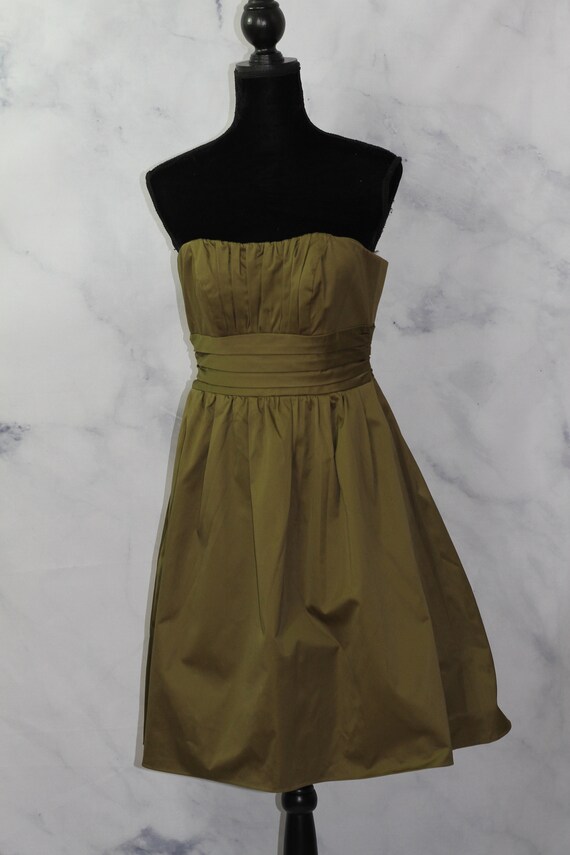 green emerald velvet dress Olive Green Strapless Ruched Evening Dress High Slit Draped Prom Dress   Msikoods Official Store
