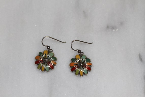 Multi Color Floral Earrings - image 4