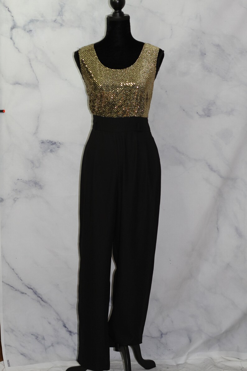 John Roberts Gold Metallic Jumpsuit 10T Etsy