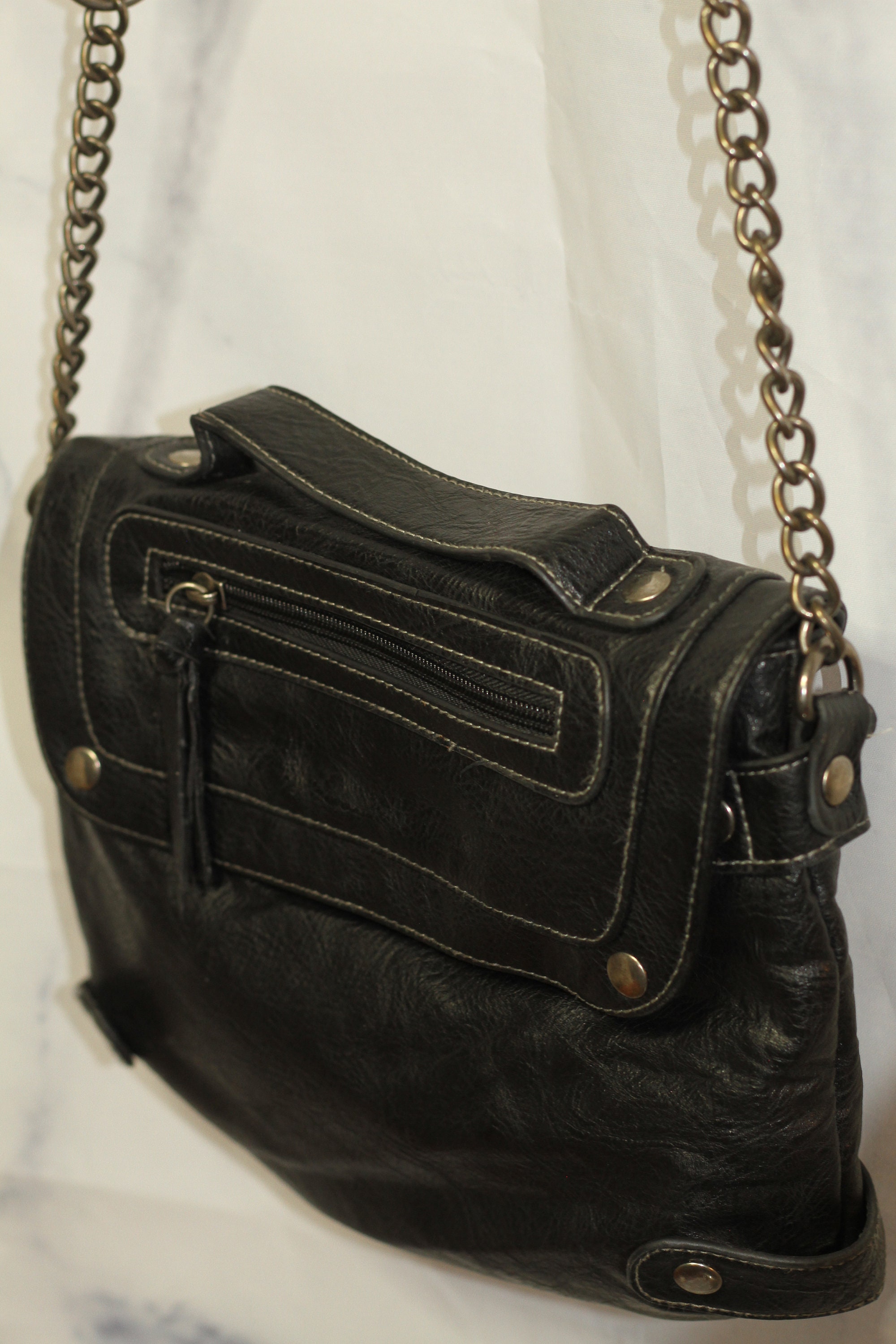 Black Leather School Handbag