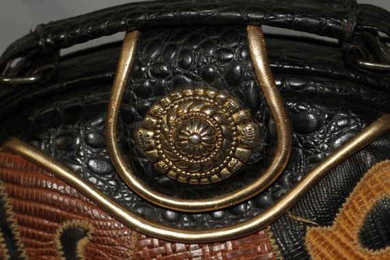 Leather Tribal Aztec Vintage Shoulder Handbag - image 3