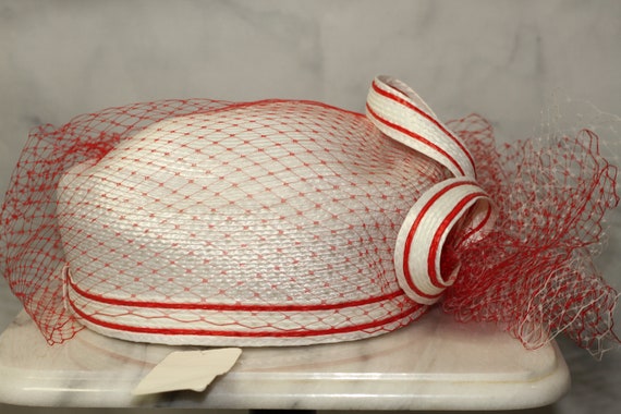 Red & White Pill Box Hat (8) - image 5