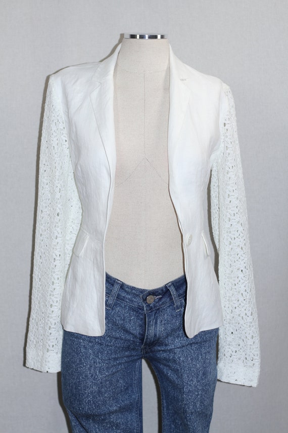 BCBG Linen White Blazer - image 2