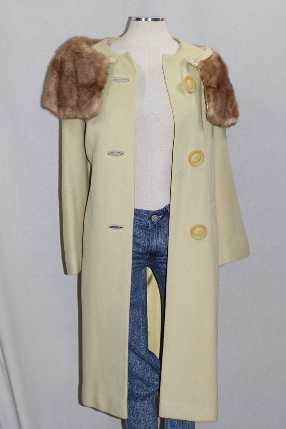 Green Wool Fur Collar Trench Coat - image 4