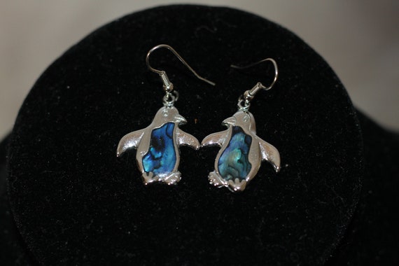 Silver Blue Dolphin Dangle Earrings - image 1