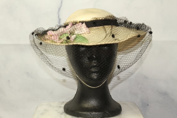 Elegance Floral Veil Victorian Hat 