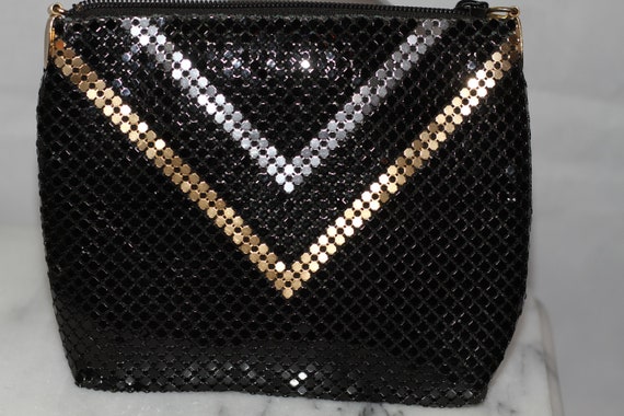 Black & Gold Sequin Envelope Clutch Handbag - image 2