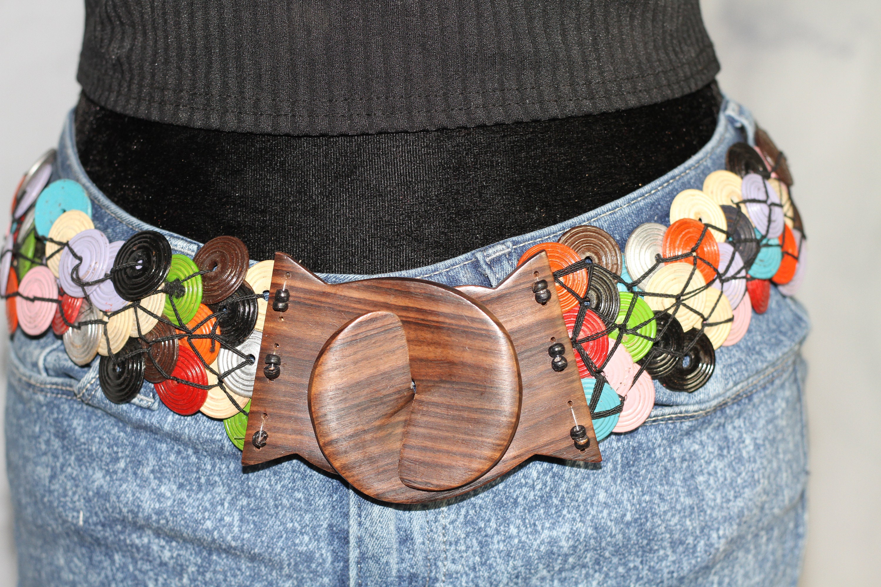 Fabulous vintage multi colored wooden bead belt‎ Vintage Wood Beaded Belt - Etsy main image 3