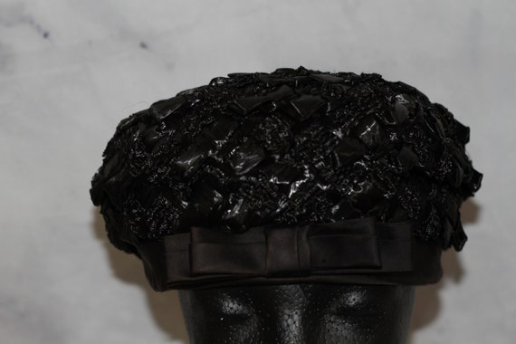 Black Straw Pill Box Hat (8) - image 3