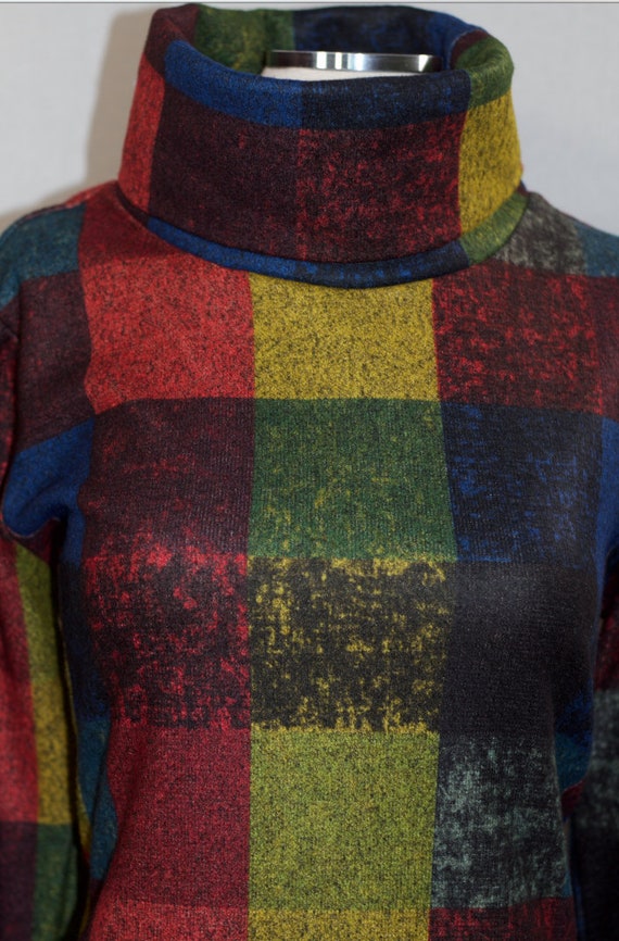 Multi Color Plaid Patchwork Cotton Dress (XL) - image 5