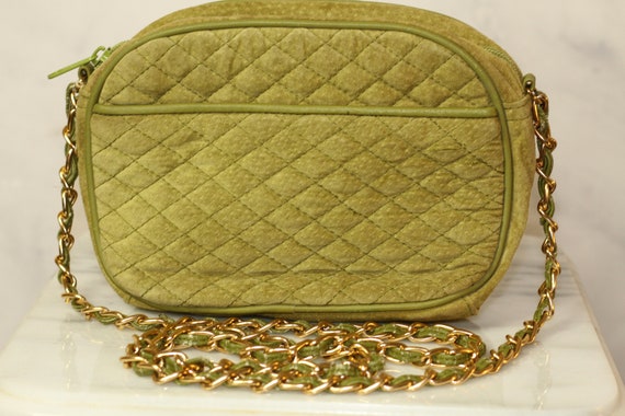 Newport News Green Crossbody Bag Gold Chain - image 1
