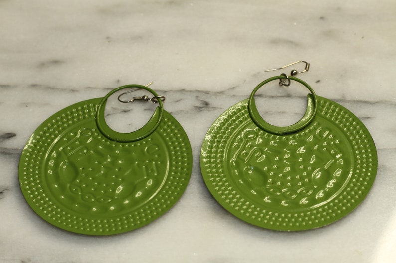 Green Round Earrings image 3