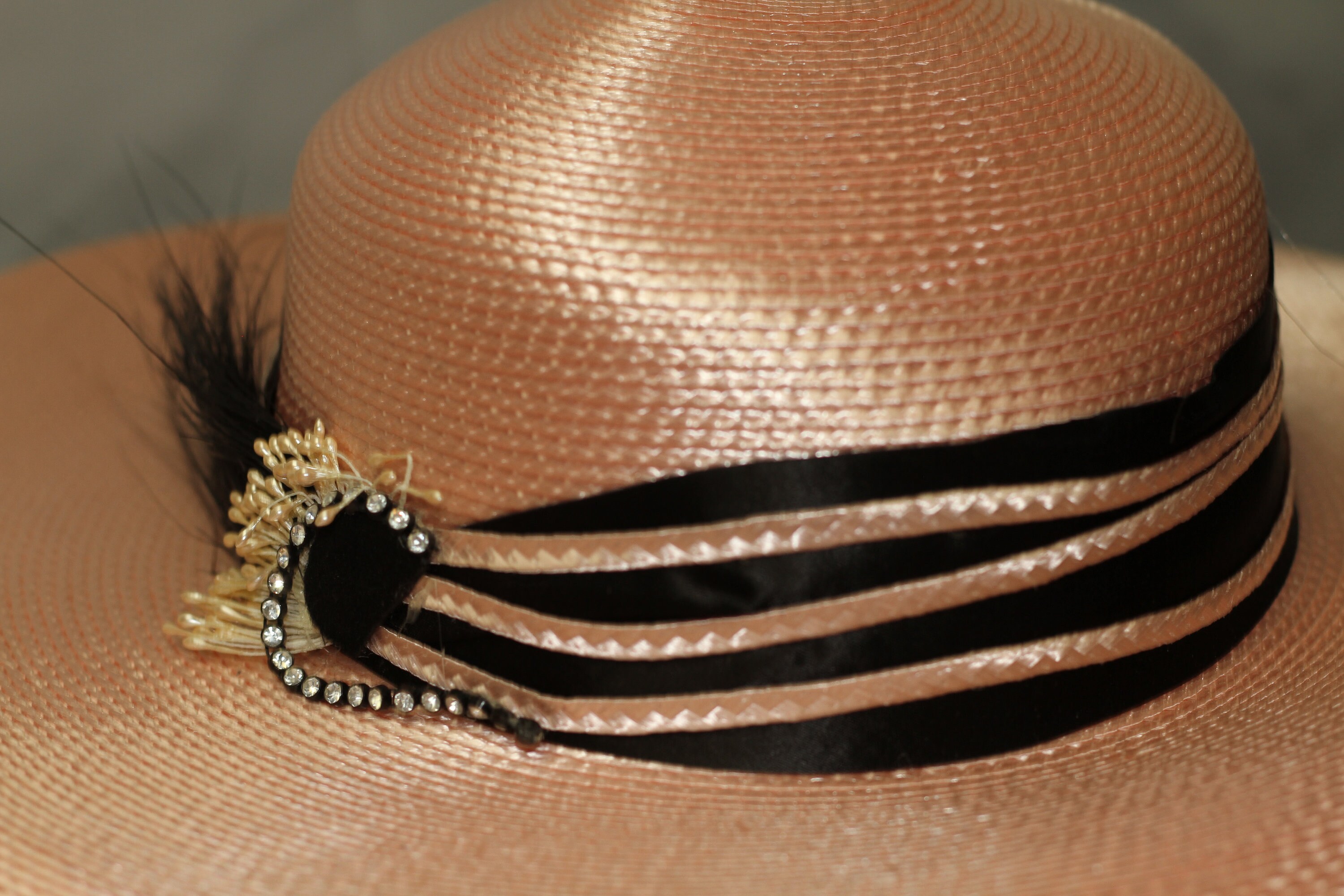 Pink & Black Wide Brim Hat (7 3/8) Fedora Curvy Hat | Handmade Wool Felt Hats | éN Hats  main image 4