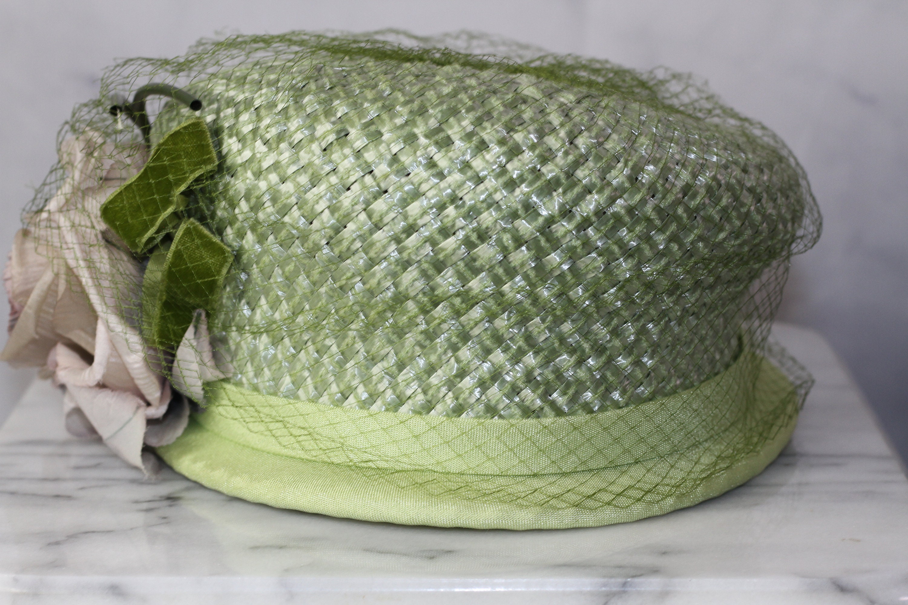 Buy Round Pink & Green Net Pill Box Hat (8) Online in India  display picture 1