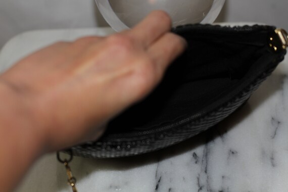 Black & Gold Sequin Envelope Clutch Handbag - image 3