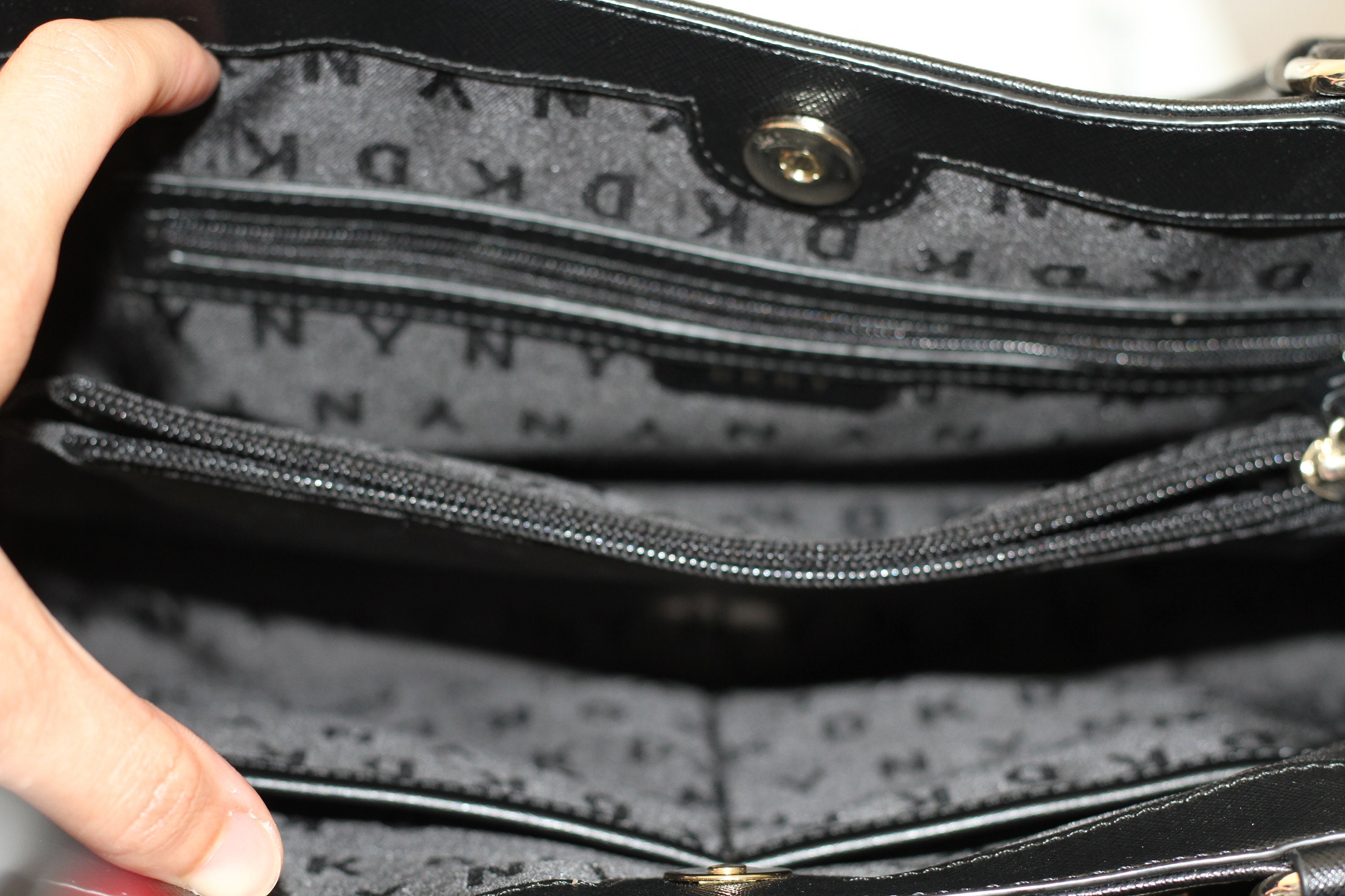 DKNY Sutton Black Leather Tote Handbag
