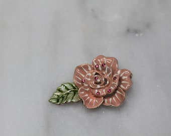 Rose Enamel Brooch