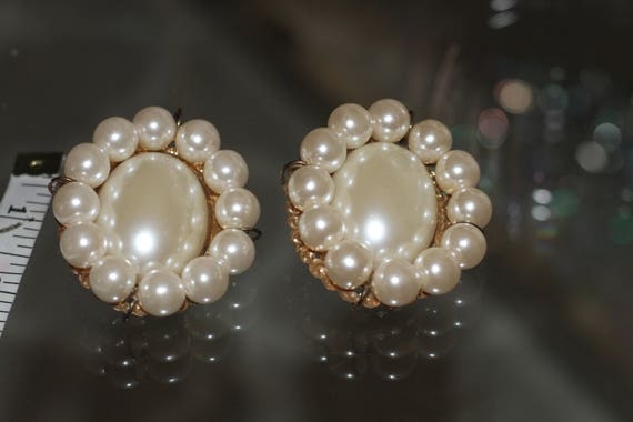 Antique Faux Pearl Statement Earrings - image 4