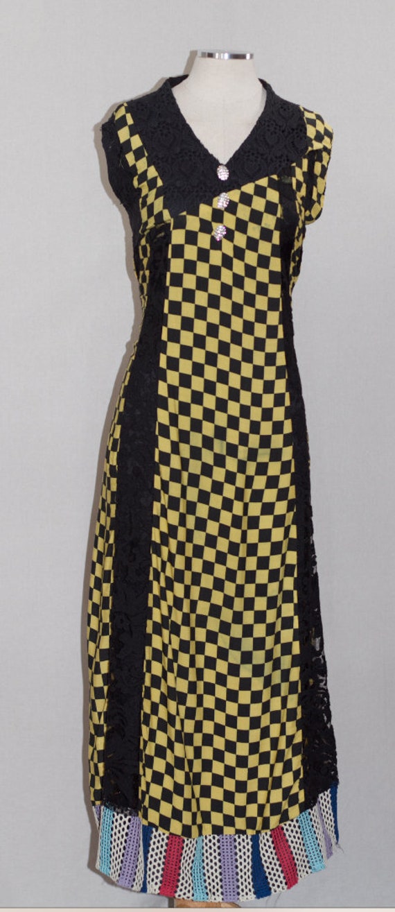 Yellow & Black Checkered Dress - image 3